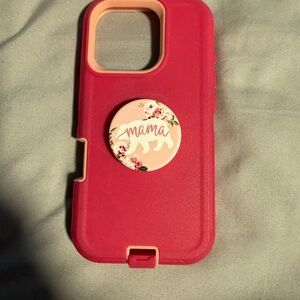 Pink Floral Phone Case with PopSocket